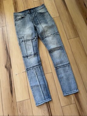 Waimea Men's Light Blue Paneled Distressed Skinny fit Jeans